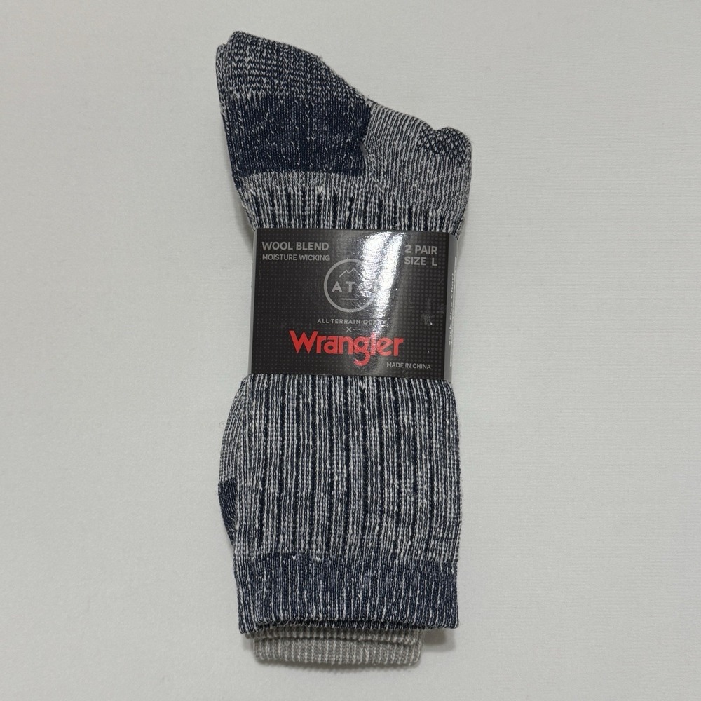 WRANGLER Mens Socks Crew ATG All Terrain Gear Boot Wool 2 Pair Shoe Size 9-13